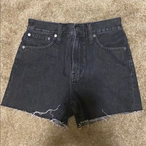 madewell black wash denim shorts